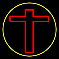 Red Christian Cross Neonreclame