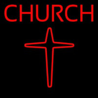 Red Church With Cross Logo Neonreclame