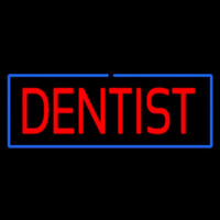 Red Dentist Blue Border Neonreclame