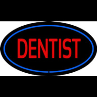 Red Dentist Oval Blue Border Neonreclame