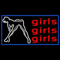 Red Girls Girls Girls Strip Club With Blue Border Neonreclame