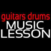 Red Guitar Drums White Music Lesson Neonreclame