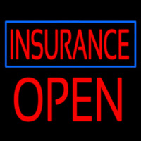 Red Insurance Blue Border Open Block Neonreclame