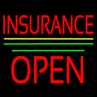 Red Insurance Open Block Yellow Green Line Neonreclame