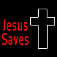 Red Jesus Saves With Cross Neonreclame