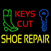 Red Keys Cut Yellow Shoe Repair Neonreclame