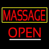 Red Massage With Yellow Border Open Neonreclame