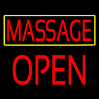 Red Massage Yellow Border Block Open Neonreclame