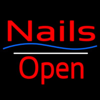 Red Nails Open White Line Blue Waves Neonreclame