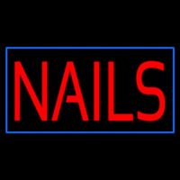 Red Nails With Blue Border Neonreclame