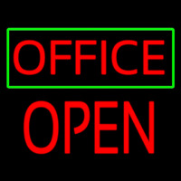 Red Office Green Border Block Open Neonreclame