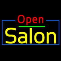 Red Open Salon With Blue Border Neonreclame