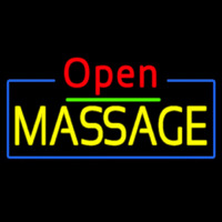 Red Open Yellow Massage Blue Border Neonreclame