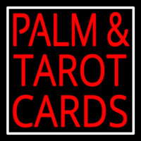 Red Palm And Tarot Cards Block White Border Neonreclame