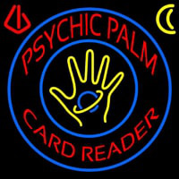 Red Psychic Palm Card Reader Blue Circle Neonreclame