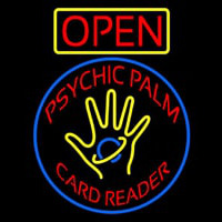 Red Psychic Palm Card Reader Open Neonreclame