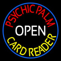 Red Psychic Palm Yellow Card Reader White Open Neonreclame