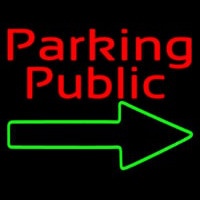 Red Public Parking With Arrow Neonreclame