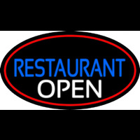 Restaurant Open Oval With Red Border Neonreclame