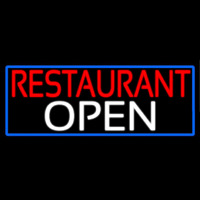 Restaurant Open With Blue Border Neonreclame