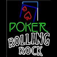 Rolling Rock Green Poker Red Heart Beer Sign Neonreclame