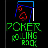 Rolling Rock Green Poker Red Heart Beer Sign Neonreclame