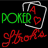 Strohs Green Poker Beer Sign Neonreclame