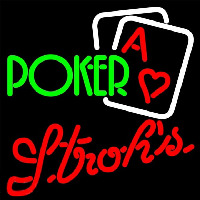 Strohs Green Poker Beer Sign Neonreclame