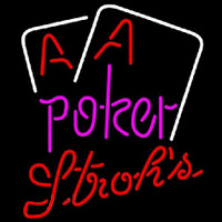 Strohs Purple Lettering Red Aces White Cards Poker Beer Sign Neonreclame