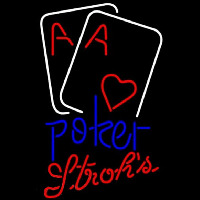 Strohs Purple Lettering Red Heart White Cards Poker Beer Sign Neonreclame