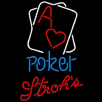 Strohs Rectangular Black Hear Ace Poker Beer Sign Neonreclame