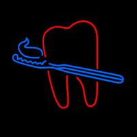 Teeth With Tooth Brush Dental Neonreclame