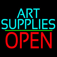 Turquoise Art Supplies With Open 1 Neonreclame