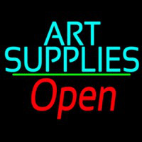 Turquoise Art Supplies With Open 2 Neonreclame