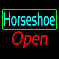 Turquoise Horseshoe Open With Border Neonreclame