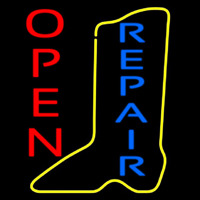 Vertical Yellow Shoe Blue Repair Open Neonreclame