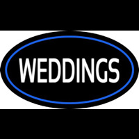 Weddings White Oval Blue Neonreclame