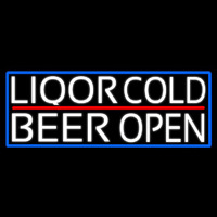 White Liquors Cold Beer With Blue Border Neonreclame