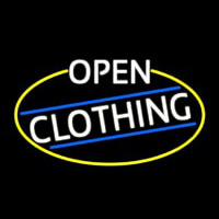 White Open Clothing Oval With Yellow Border Neonreclame