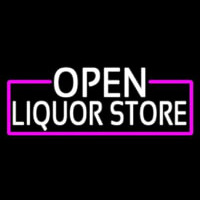 White Open Liquor Store With Pink Border Neonreclame