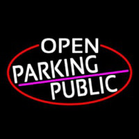 White Open Parking Public Oval With Red Border Neonreclame