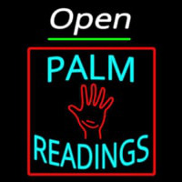 White Open Turquoise Palm Readings Red Border Neonreclame