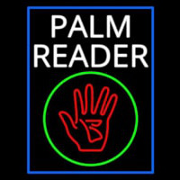 White Palm Reader With Logo Blue Border Neonreclame