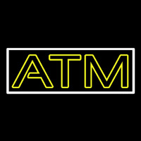 Yellow Atm White Border Neonreclame