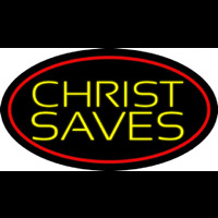 Yellow Christ Saves Neonreclame