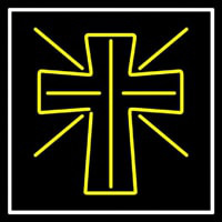 Yellow Christian Cross Neonreclame