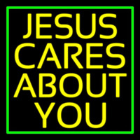 Yellow Jesus Cares About You Neonreclame