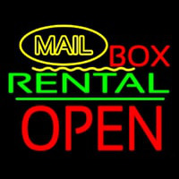 Yellow Mail Block Bo  Rental Open 1 Neonreclame