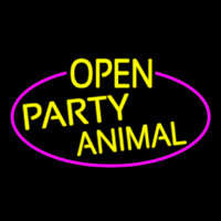 Yellow Open Party Animal Oval With Pink Border Neonreclame