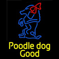 Yellow Poodle Dog Blue Logo Neonreclame